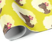 Zwart Vrouw, Blond Afro met Bloem, Geel Cadeaupapier (Rol Hoek)