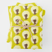 Zwart Vrouw, Blond Afro, Natuurlijk Haar, Geel Inpakpapier Vel (In situ)