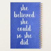 Zwart Vrouw, Bubblegum, Blauw Faux Leer Planner (Achterkant)