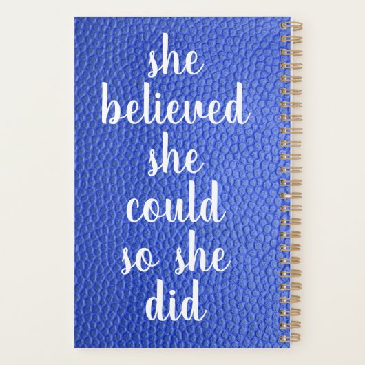 Zwart Vrouw, Bubblegum, Blauw Faux Leer Planner (Achterkant)