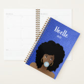 Zwart Vrouw, Bubblegum, Blauw Faux Leer Planner (Display)
