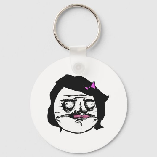Zwart Vrouw Gusta Comic Rage Face Meme Sleutelhanger (Voorkant)