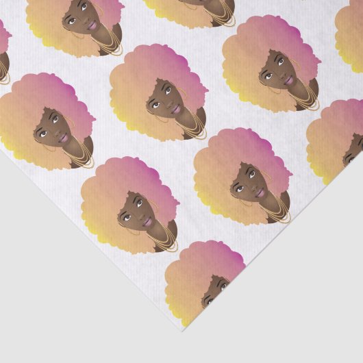 Zwart Vrouw, Kleurrijk Sinaasappel & Roze Afro Tissuepapier (Detail)