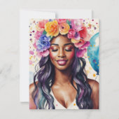  zwart vrouw kleurrijke ballonnen partij kaart (Voorkant)