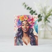 zwart vrouw kleurrijke ballonnen partij kaart (Staand voorkant)