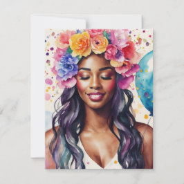  zwart vrouw kleurrijke ballonnen partij kaart