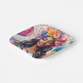  zwart vrouw kleurrijke ballonnen partij papieren bordje (Gebogen)