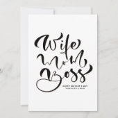 Zwart Vrouw Mam Boss Kalligrafie Moederdag Feestdagenkaart (Voorkant)