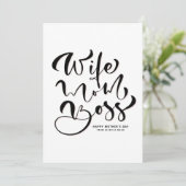 Zwart Vrouw Mam Boss Kalligrafie Moederdag Feestdagenkaart (Staand voorkant)