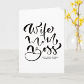 Zwart Vrouw Mam Boss Kalligrafie Moederdag Kaart (Gele Bloem)