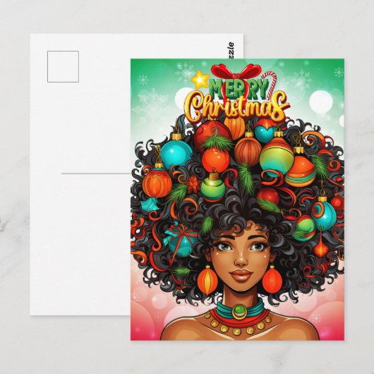 Zwart Vrouw Melanine Kerstboom Xmas Ornamenten Briefkaart (Voorkant / Achterkant)