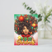Zwart Vrouw Melanine Kerstboom Xmas Ornamenten Feestdagenkaart (Staand voorkant)