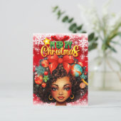 Zwart Vrouw Melanine Kerstboom Xmas Ornamenten Feestdagenkaart (Staand voorkant)