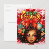 Zwart Vrouw Melanine Kerstboom Xmas Ornamenten Feestdagenkaart (Voorkant / Achterkant)