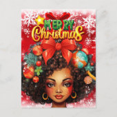 Zwart Vrouw Melanine Kerstboom Xmas Ornamenten Feestdagenkaart (Voorkant)