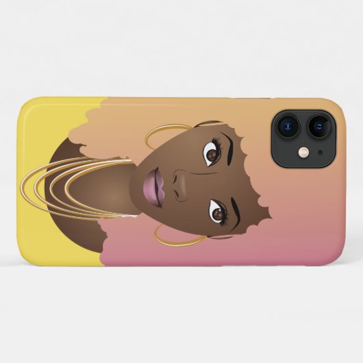 Zwart Vrouw met Kleurrijk Geel & Roze Afro Haar Case-Mate iPhone Case (Achterkant (horizontaal))