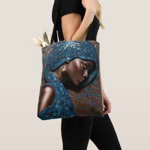Zwart Vrouw Mosiac Blauw Koper Tas