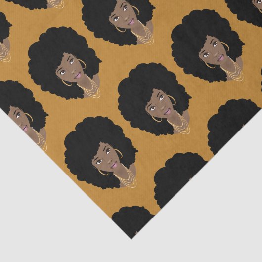 Zwart Vrouw, Natuurlijk Haar, Mosterdgeel Tissuepapier (Detail)