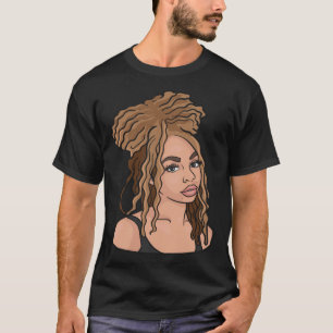 Zwart Vrouw Natuurlijke Haar Gouden Sloten T-shirt