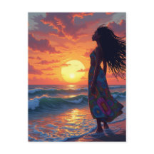 Zwart vrouw op het strand