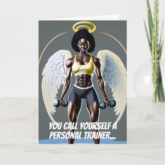 Zwart Vrouw Personal Trainer of Coach Verjaardag Kaart (Voorkant)
