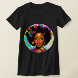 Zwart Vrouw Pop Art Multicolor T-shirt