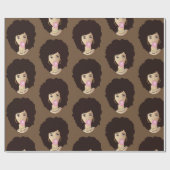 Zwart Vrouw, Popping Roze Bubblegum, Bruin Cadeaupapier (Vlak)