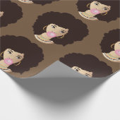 Zwart Vrouw, Popping Roze Bubblegum, Bruin Cadeaupapier (Hoek)