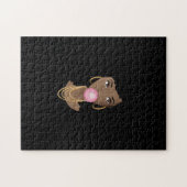 Zwart Vrouw, Popping Roze Bubblegum, Zwart Legpuzzel (Horizontaal)