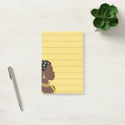 Zwart Vrouw Portret Gelijnd Sticky Post-it® Notes (Kantoor)