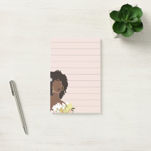 Zwart Vrouw Portret Gelijnd Sticky Post-it® Notes (Kantoor)