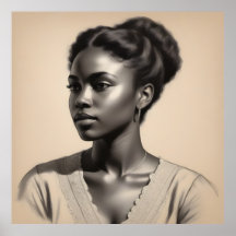  zwart vrouw portretschets