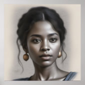 zwart vrouw portretschets poster (Voorkant)