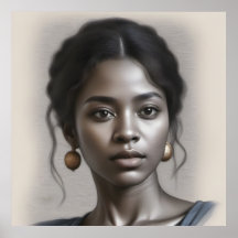  zwart vrouw portretschets