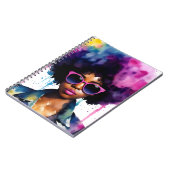 Zwart Vrouw Regenboog Afro Haar en Zonnebril Kunst Notitieboek (Linkerzijde)