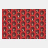 Zwart Vrouw, Rode Afro, Natuurlijk Haar, Rode Verp Inpakpapier Vel (Voorkant 3)