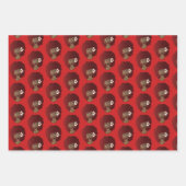 Zwart Vrouw, Rode Afro, Natuurlijk Haar, Rode Verp Inpakpapier Vel (Voorkant 2)