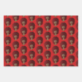 Zwart Vrouw, Rode Afro, Natuurlijk Haar, Rode Verp Inpakpapier Vel (Voorkant)