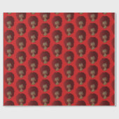 Zwart Vrouw, Rode Afro, Natuurlijk Haar, Rood Cadeaupapier (Vlak)