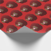 Zwart Vrouw, Rood Afro Natuurlijk Haar, Bubblegum, Cadeaupapier (Hoek)