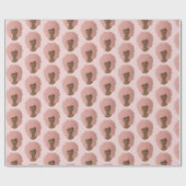 Zwart Vrouw, Roze Afro, Natuurlijk Haar, Roze Cadeaupapier (Vlak)