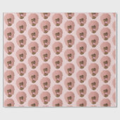 Zwart Vrouw, Roze Afro, Roze Bubblegum, Roze Cadeaupapier (Vlak)