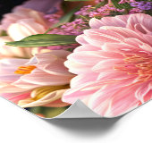 Zwart Vrouw Roze Bloemen Digitale kunst Poster (Hoek)