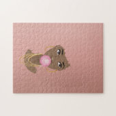 Zwart Vrouw, Roze Bubblegum, Blauw Roze Legpuzzel (Horizontaal)