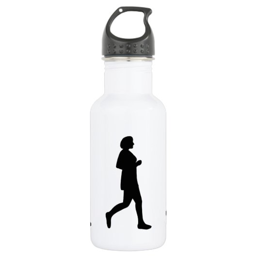 Zwart Vrouw Silhouette Runner Painting Waterfles (Voorkant)
