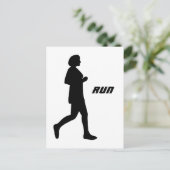Zwart Vrouw Silhouette Runner Running Painting Briefkaart (Staand voorkant)