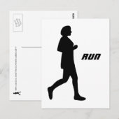 Zwart Vrouw Silhouette Runner Running Painting Briefkaart (Voorkant / Achterkant)