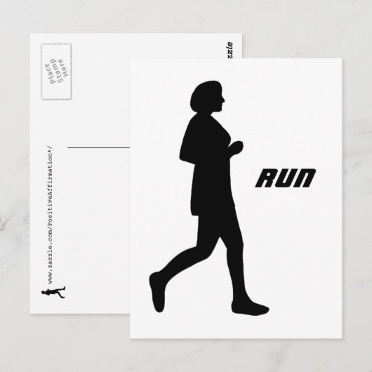 Zwart Vrouw Silhouette Runner Running Painting Briefkaart (Voorkant / Achterkant)