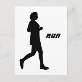 Zwart Vrouw Silhouette Runner Running Painting Briefkaart