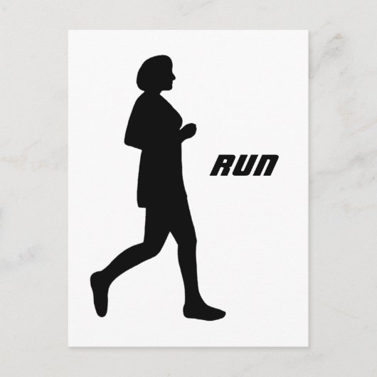Zwart Vrouw Silhouette Runner Running Painting Briefkaart (Voorkant)